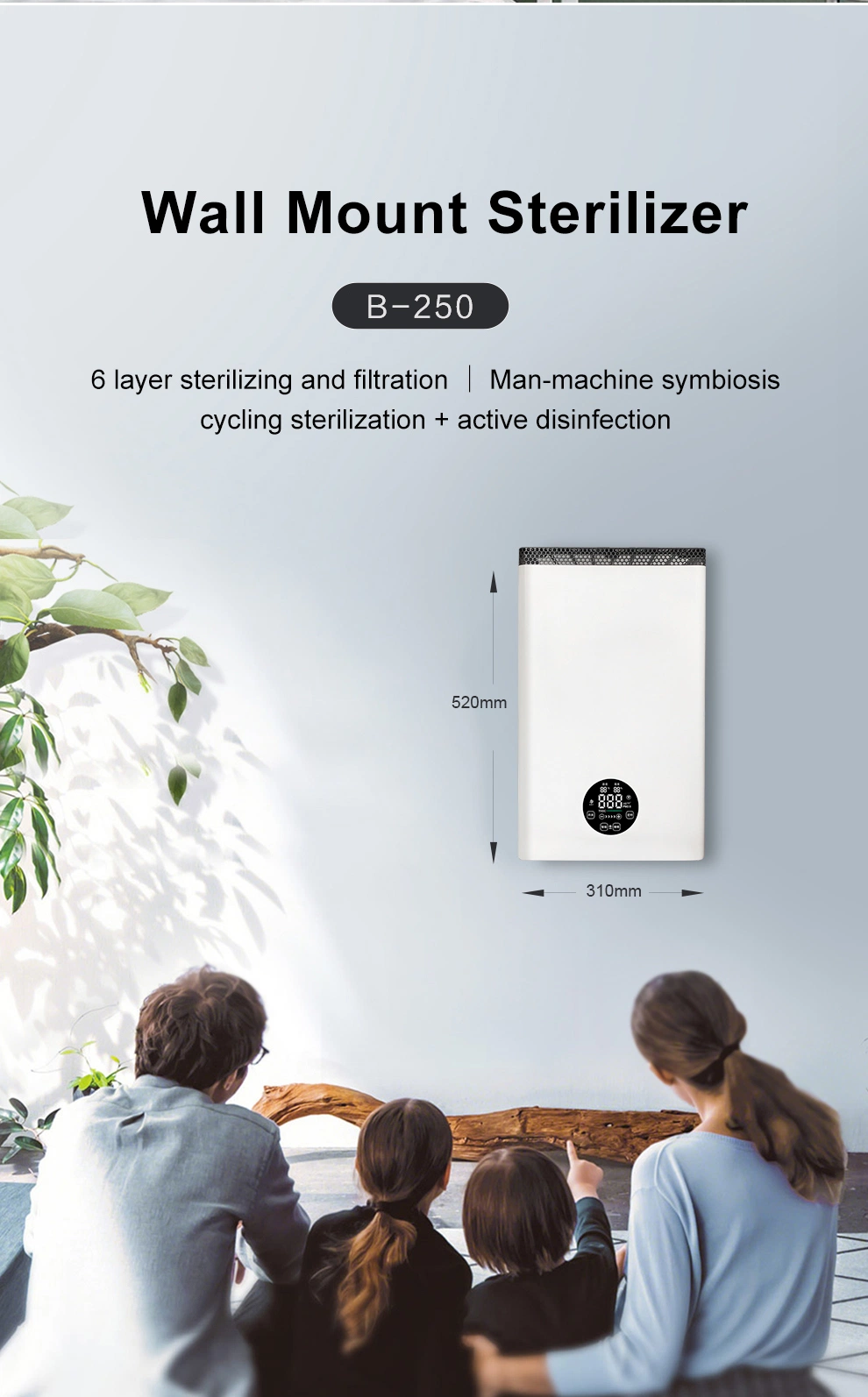 UV C Air Disinfection System 38W HEPA Air Purifier Sterilizer Air Disinfection Equipment for Hospital