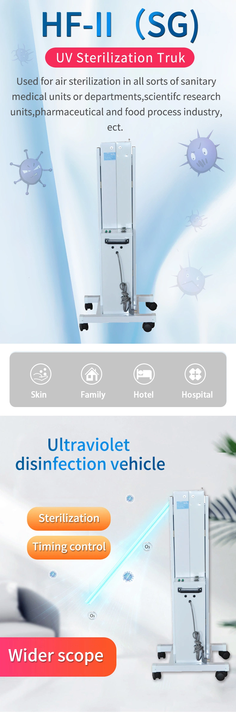 Sterilizer Room UV Lamp Hospital Medical UV Air Disinfectant Machine