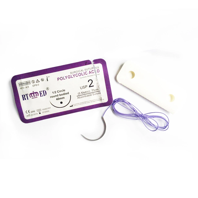 OEM Brand Synthetic Absorbable Medical Surgical Suture Polyglycolic Acid PGA with Needle