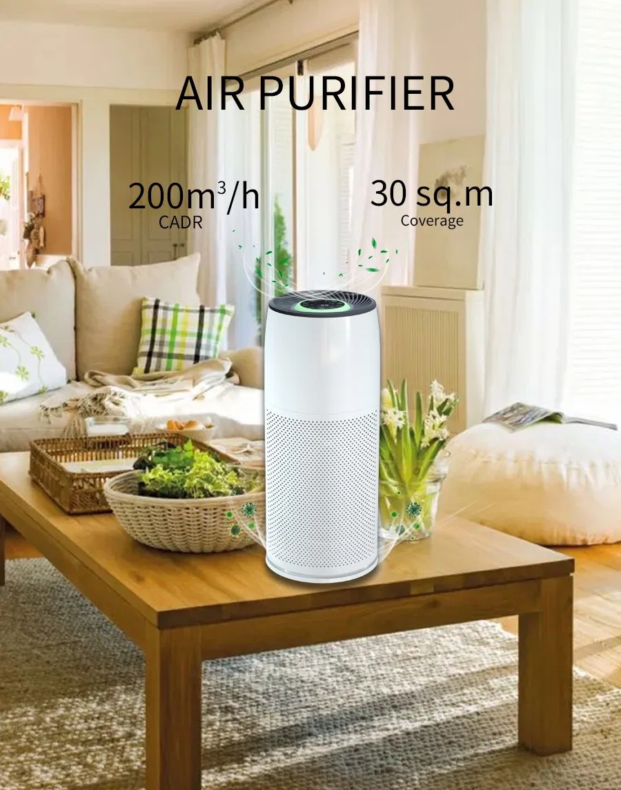 99.9% Purification Medical Grade HEPA 13 Filter UV Sterilizer Home Floor Standing Air Cleaner with Touchable Screen