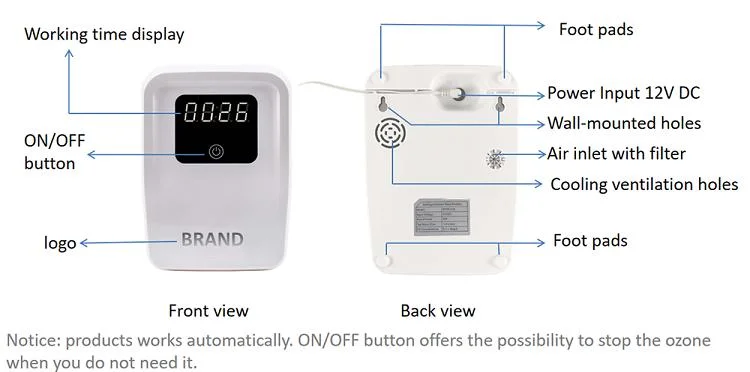 Self-Working Model Ozone Generator Water Food Sterilizer Vegetable Fruit Washer