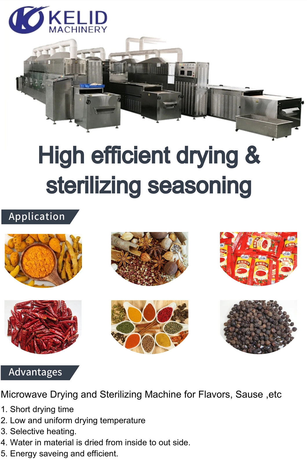 Continuous Microwave Spices Sterilization Machine Spices Powder Sterilizer