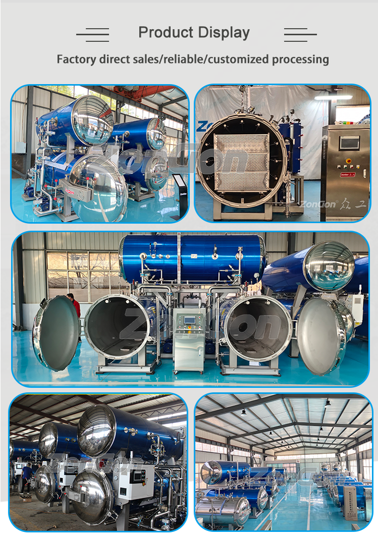 Water Immersion Big-Head Packaging Food and Beverage Sterilizer Retort Machine