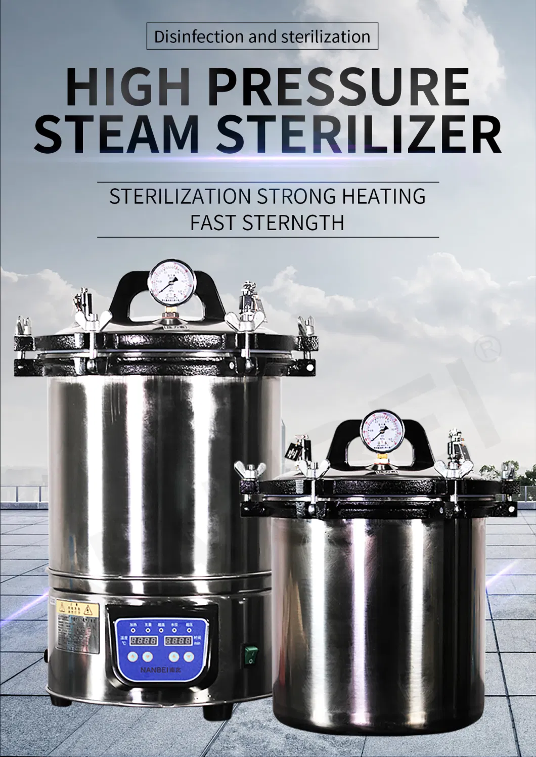 Nanbei 18L 24L Portable Steam Autoclave Sterilizer for Lab Hospital