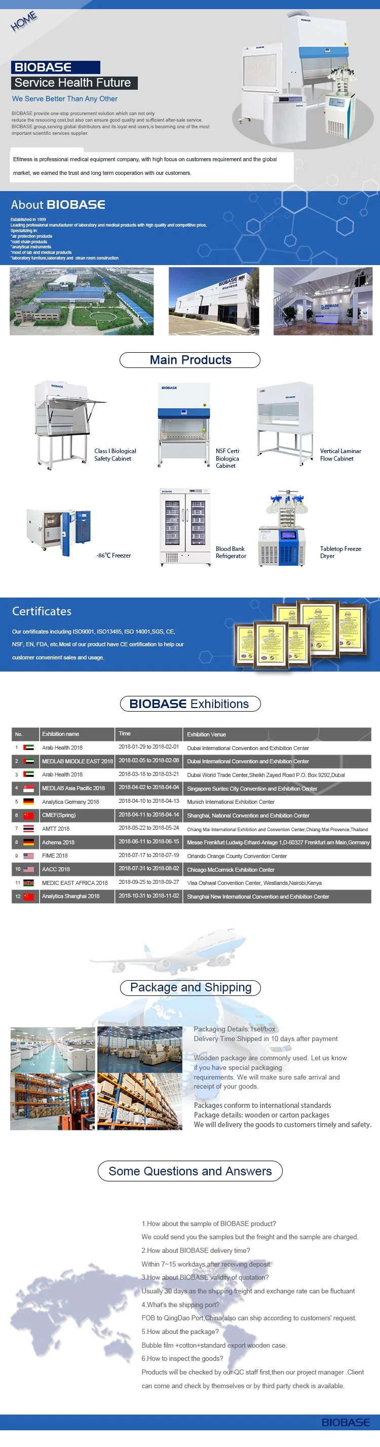 Biobase Lab/Hospital Class II Biological Safety Cabinet with HEPA Filter