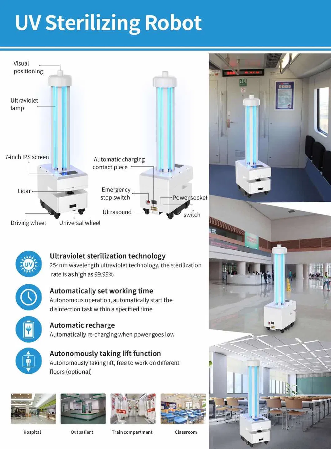 Hot Sale Smart Sterilizing Robot Disinfection Machine Sterilization Equipment UV Spray Robot