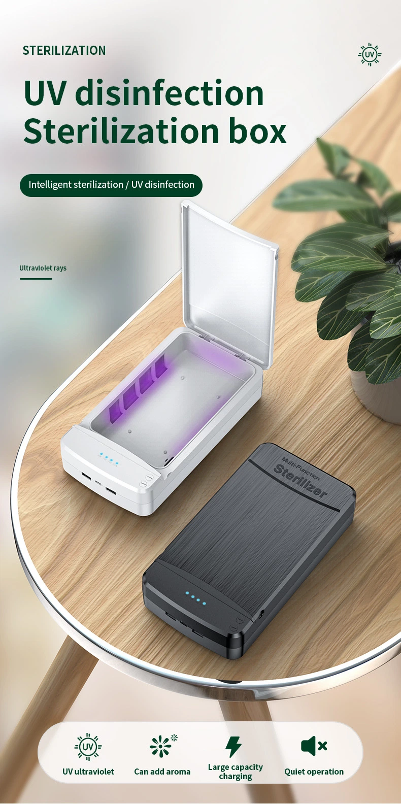 Mask/Jewelry/Toothbrush UV Sterilization Wireless Charging Mobile Phone Disinfection Box