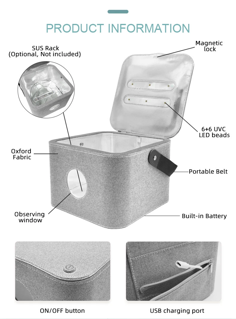 Built-in Battery UV LED Sterilizing Bag Portable Household Travel Multuse Baby Bottle Cloths Personal Stuff Fast Sterilizer Box