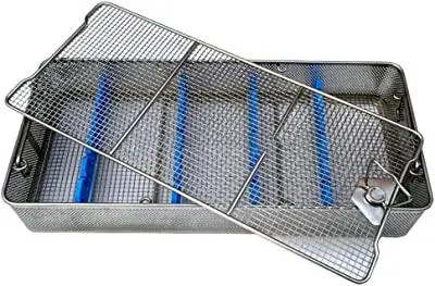 Meccanismo di bloccaggio coperchio in acciaio inox rigido Scope Mesh alluminio perforato Vassoio per fogli contenitore portatile UV Endoscope cestino sterilizzazione apparecchiature mediche Scatola