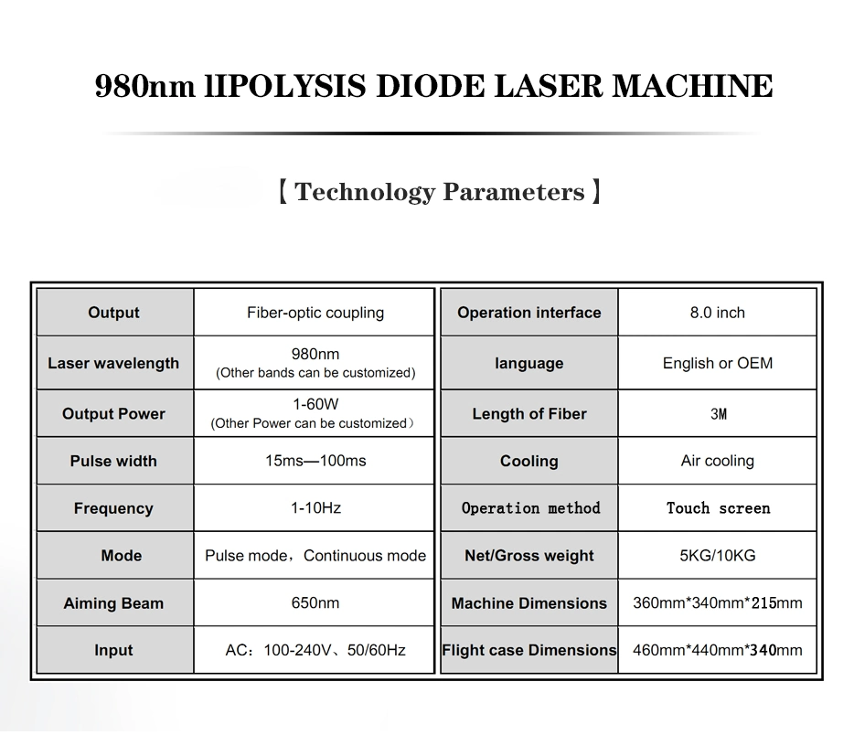 Professional 980nm Vascular Removal/980nm Lipo Laser Spider Vein Capillary Varicose Removal Machine