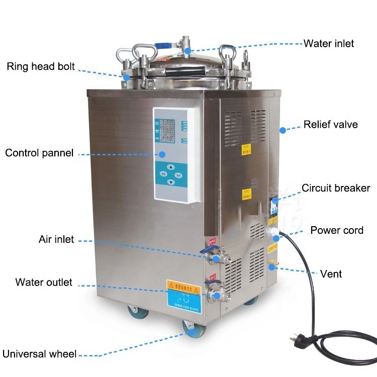 Food Autoclave Counter 35L 50L 75L 100L 150L Pressure Sterilizer