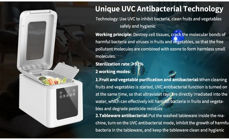 Family Use UV Lamp Baby Tool Bottle Food Washer Meat Washing Machine Fruit and Vegetable Purifier for Home