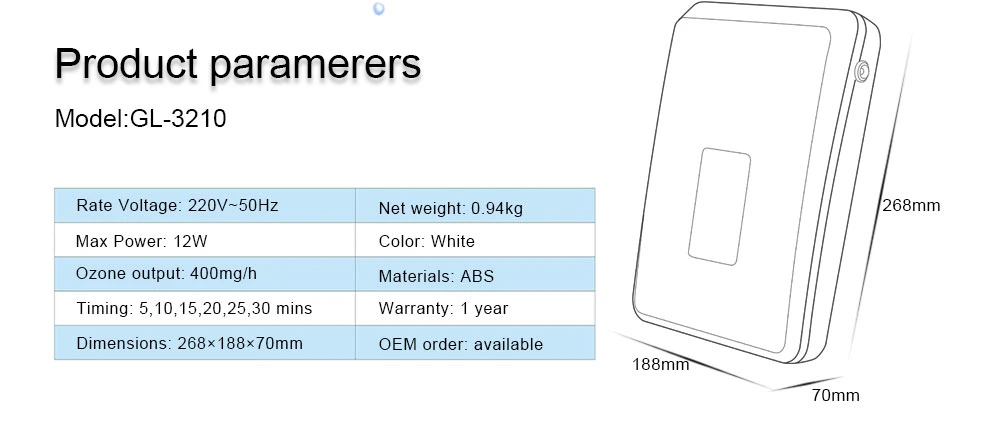 Wall Mounted Kitchen Food Sterilizer with Ozone Air Purifier Ozone Generaator