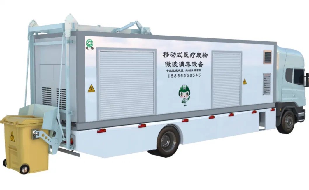 Mobile Medical Wate Sterilizer with Microwave Disinfection Equipment Biomedical Infectious Rubbish Treatment