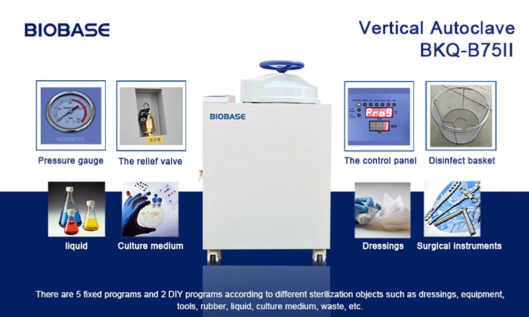 Biobase Pressure Steam Sterilizer Medical Vertical Autoclave Sterilization Machine