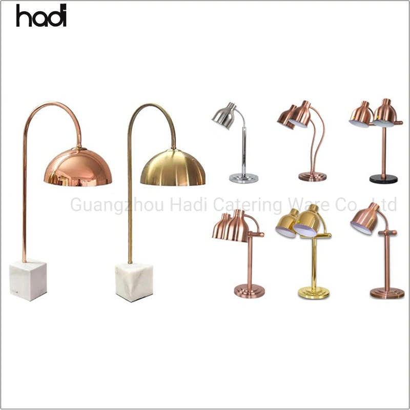 Hotel Supplier Buffet Wedding Carving Station Heating Lamp Stainless Steel Antique Copper Silver Gold Table Lamp 250W Food Heat Infrared Lamp