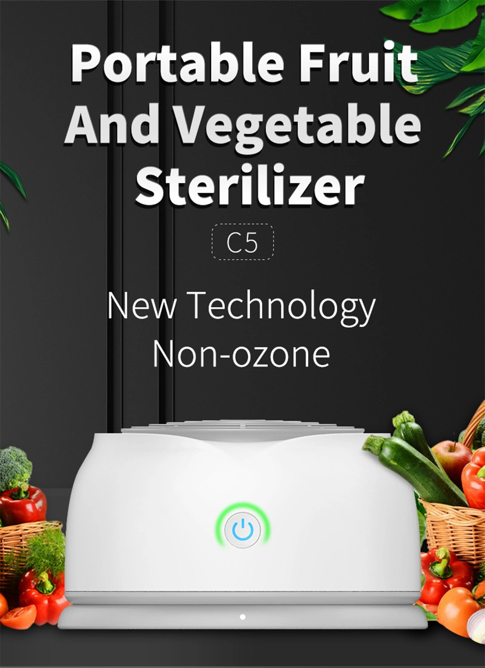 Remove Pesticide Residues Fruit Cleaner and Sterilizer Olansi Portable C5a Fruit and Vegetable Washer Machine Ozone