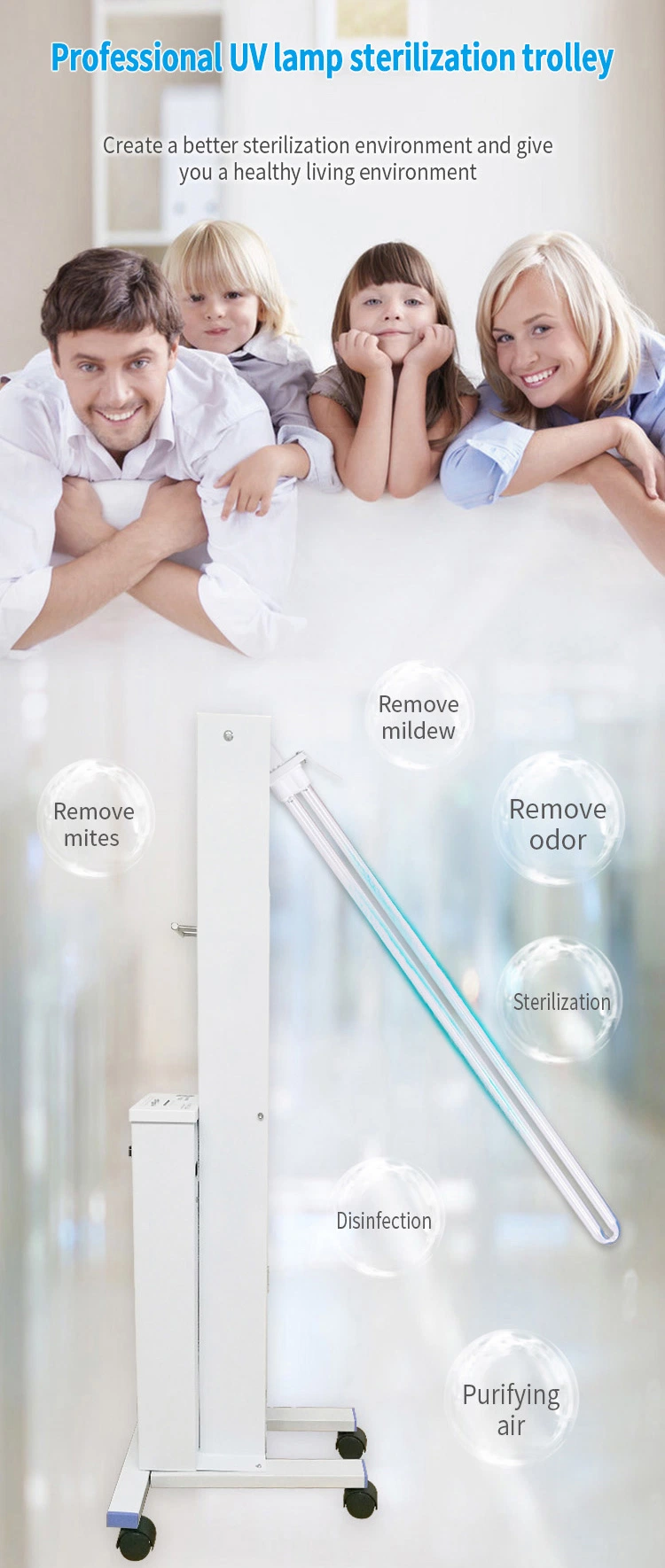 Mobile Disinfection UVC Lamp Sterilizer Lamp Medical UV Sterilizing Light Wand