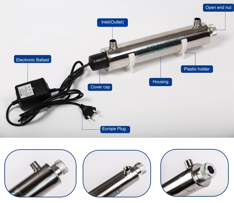 Ultraviolet Light UV Water Treatment Equipment Stainless Steel Medical Equipment UV Sterilizer 50t/H 640W