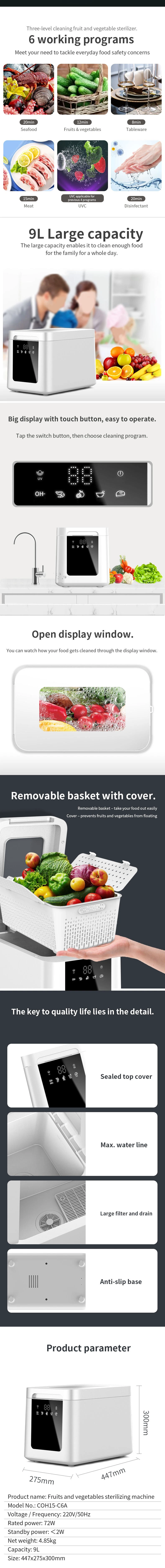 Commercial Small Fruit Washing Machine, Vegetable Sterilizer