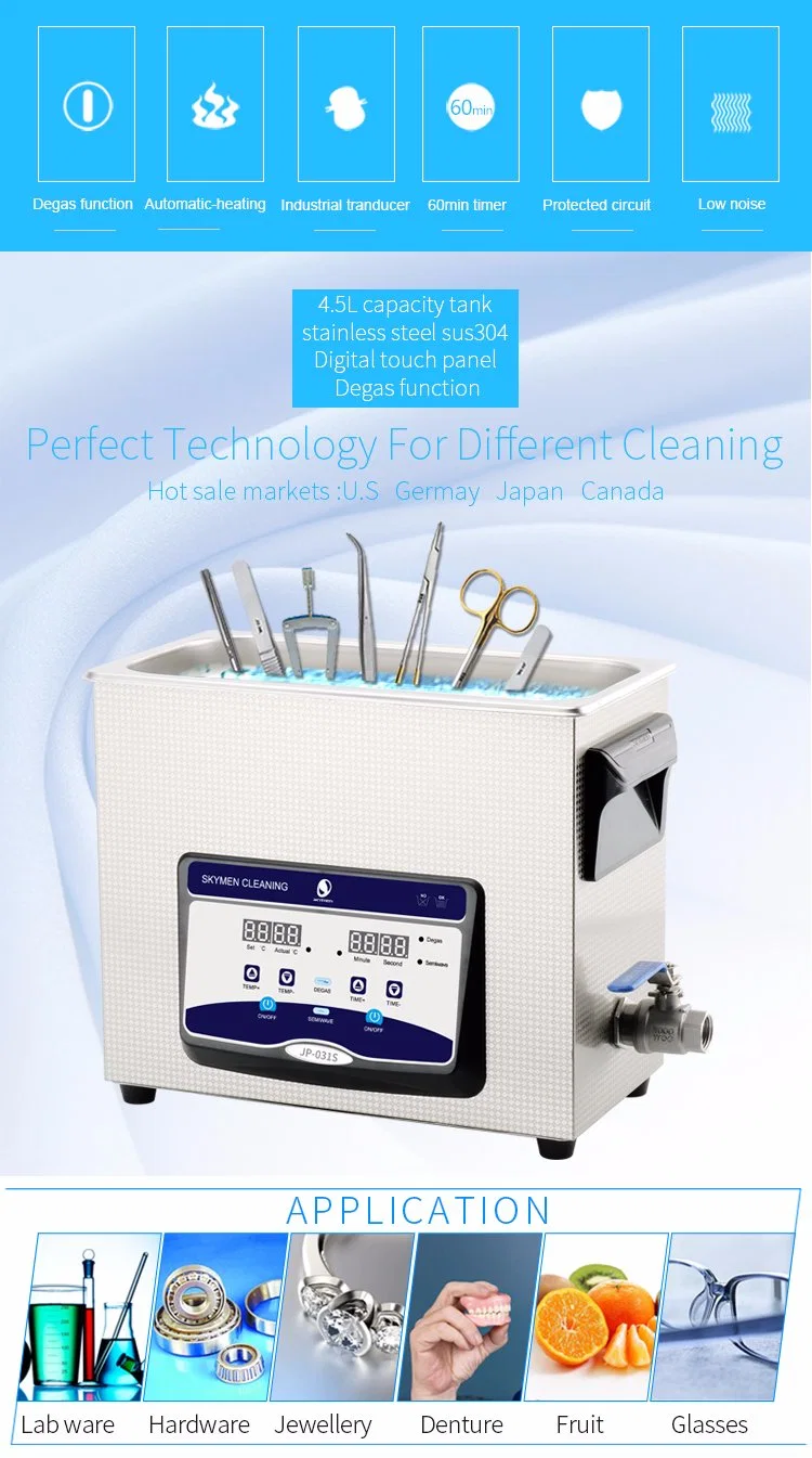 Professional hospital Use 6.5L Surgical Instruments Ultrasonic Bath Cleaner Jp-031s