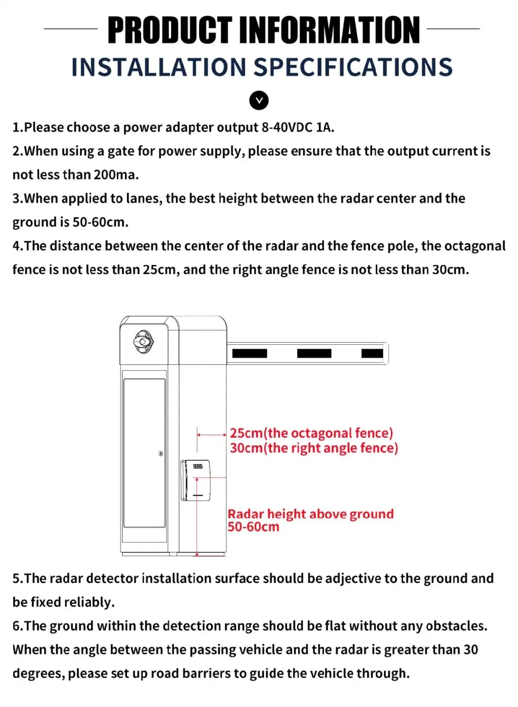 IP67 High Quality Safety Radar Sensors for Barrier Boom Gate