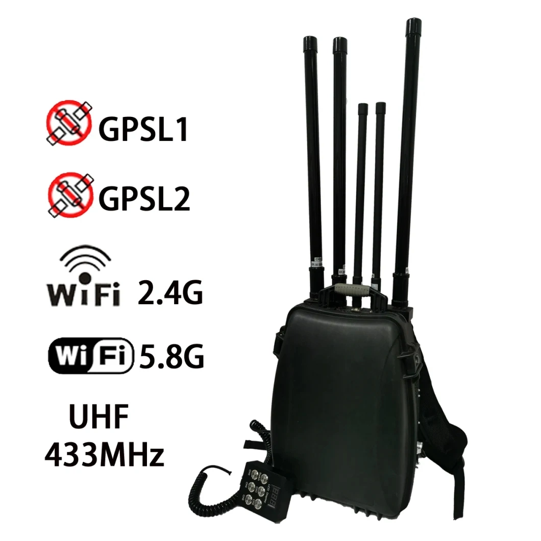 Long Distance 1.5km 6 Bands Portable Anti Drone System Backpack Manpack Jammerr Bp15