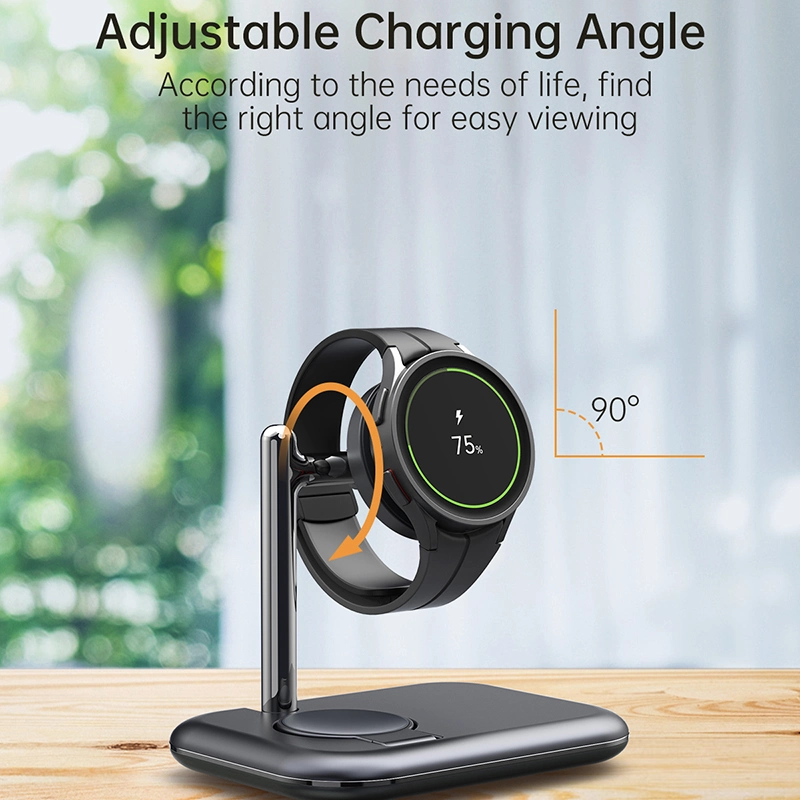 V19s Desk Wireless Charger for Galaxy Watch 5 PRO 45mm, 2-in-1 Magnetic Charging Station Folding Charging Pad