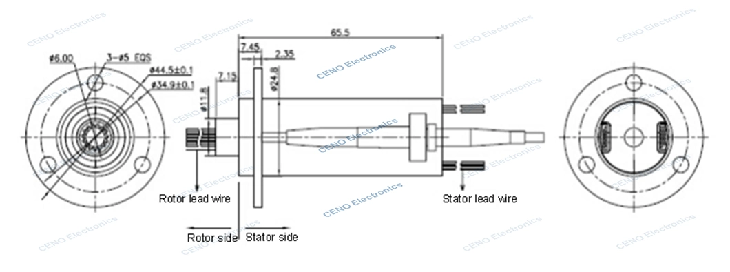 Low Temperature Coaxial RF Rotary Joint with Gold-to-Gold Contact Material Slip Ring Capsule