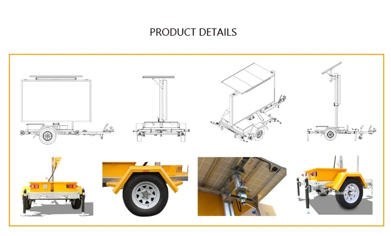 19m Solar Powered Portable Road Traffic Equipment Fold up 5 Color Amber Vms Variable Message Sign LED Mobile Trailer