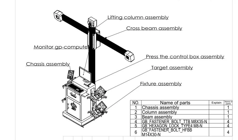 Factory Price Car Wheel Aligner Four Post 3D Car Wheel Alignment Machine