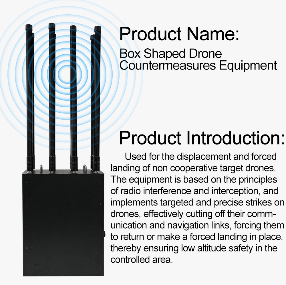 Handheld Portable Drone Countermeasure Device with Super Large RF Co Frequency Interference Detachable Battery Anti Drone Jammer