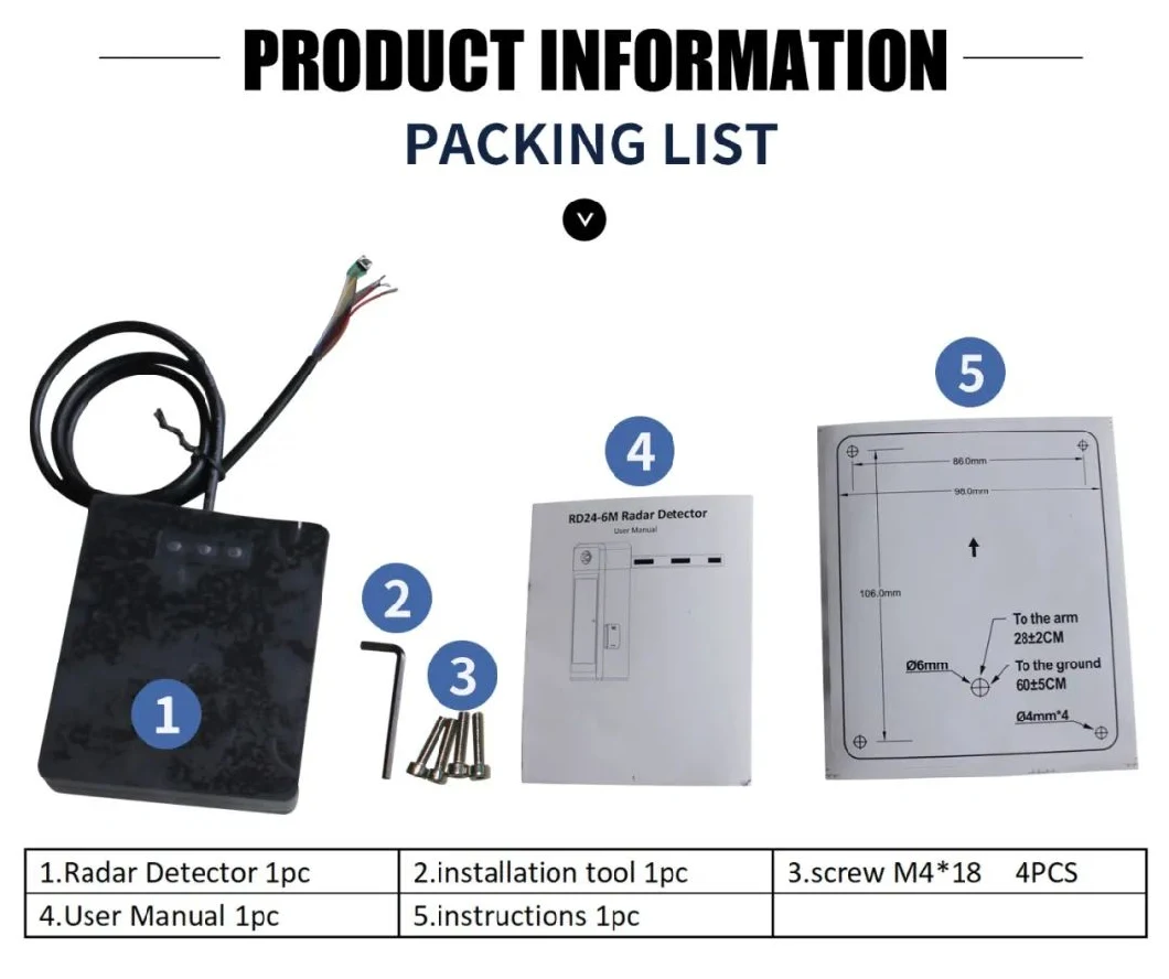 IP67 High Quality Safety Radar Sensors for Barrier Boom Gate