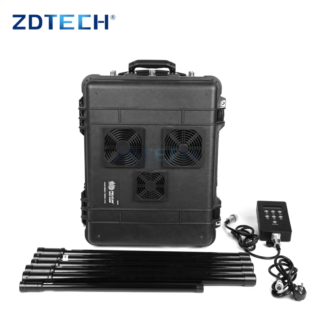 High-Power Portable Trolley 20-6000MHz High Power Dds 620W 7 Bands 433MHz 2.4G 5.8g GPS Anti Drone Uav Signal Jammer