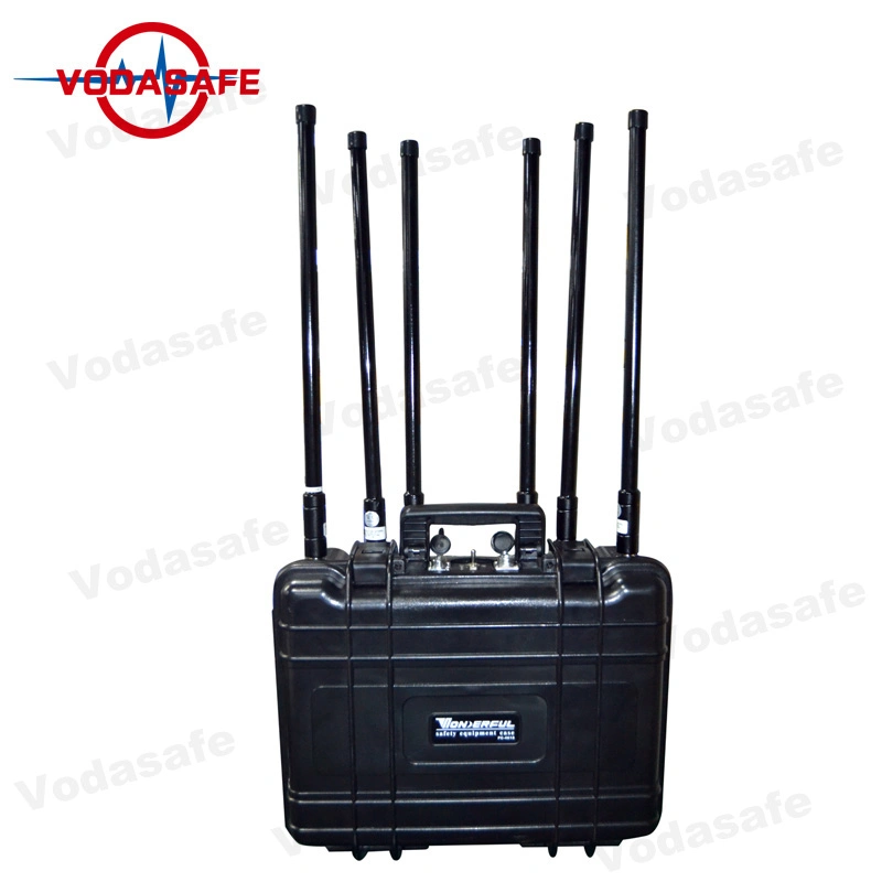 with Pelican Draw-Bar Box Drone Signal Jammer Blocker with High Power 80W Anti Drone Defense System
