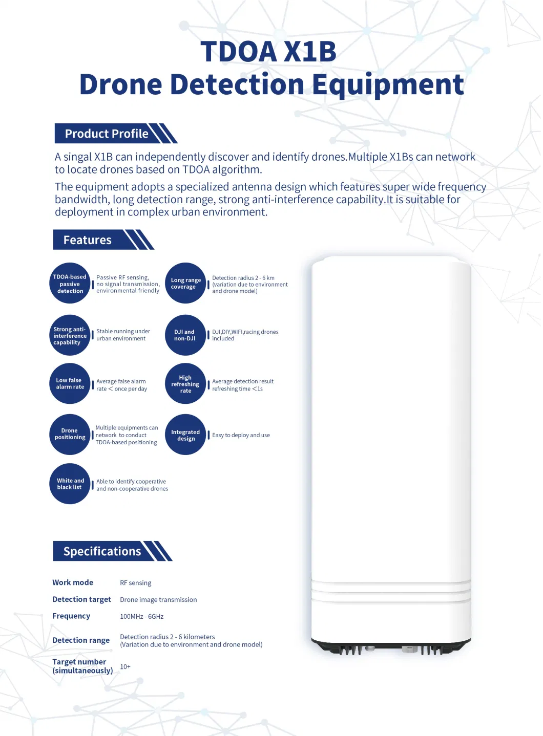 Anti-Uav Remote Control Detection Radar System 100MHz-6GHz