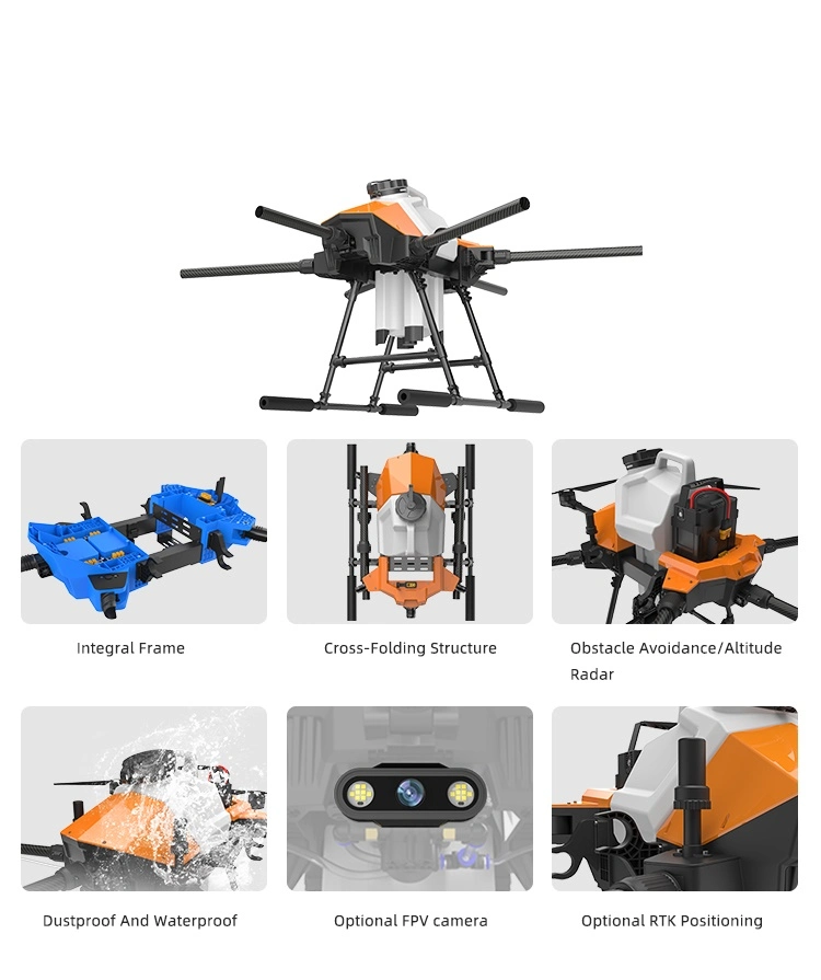High Efficiency 6 Rotors 30kg Payload Crop Pesticide Spraying Drone for Agriculture