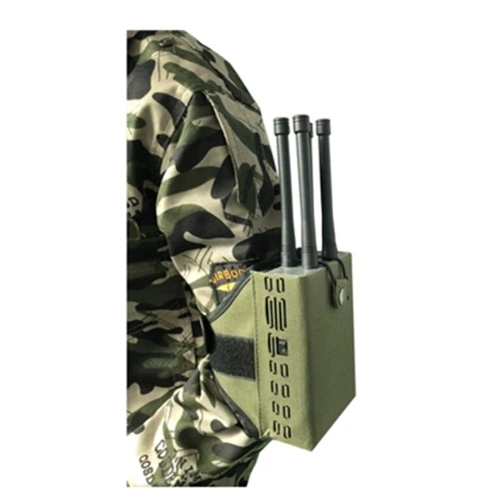 4 Antenna Handheld Anti-Drone Signal Jammer for Blocking WiFi 2.4G+WiFi5.8g+GPS L1-1500MHz with 32W