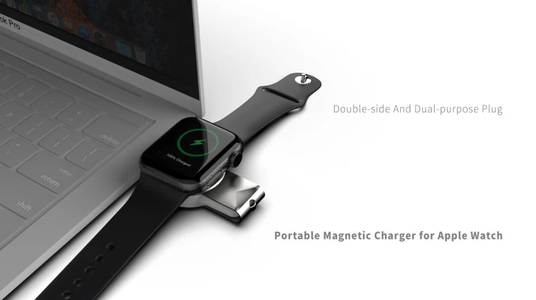 New Portable Watch Wireless Charger for Apple Watch iWatch USB-a Tpec-C Dual Interface