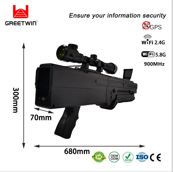 Greetwin 5 Bands Uav Mult Frequency Anti Drone Jammer for 1.2km