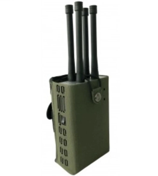 4 Antenna Handheld Anti-Drone Signal Jammer for Blocking WiFi 2.4G+WiFi5.8g+GPS L1-1500MHz with 32W