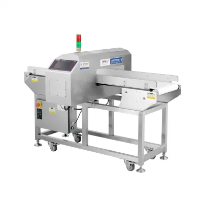 Detector de metales de túnel de cinta transportadora de procesamiento de alta sensibilidad industrial automático para alimentos.
