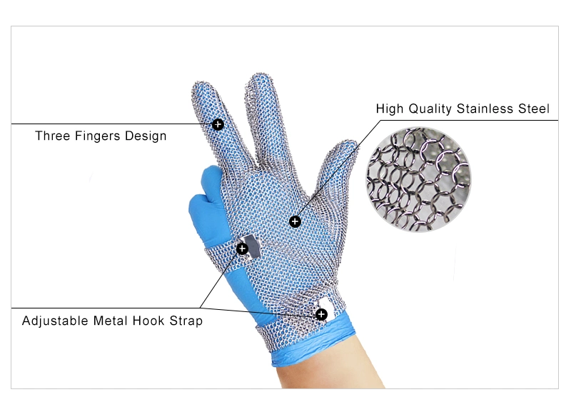 Butcher Stainless Steel Razor Wire Mesh Chain Mail Enforced Cut Resistant Gloves Cut Proof Working