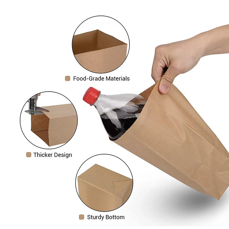 Custom Cheap Food Packaging Brown Kraft Paper Bread Bag, Wholesale Accept Custom Greaseproof Food Paper Bag