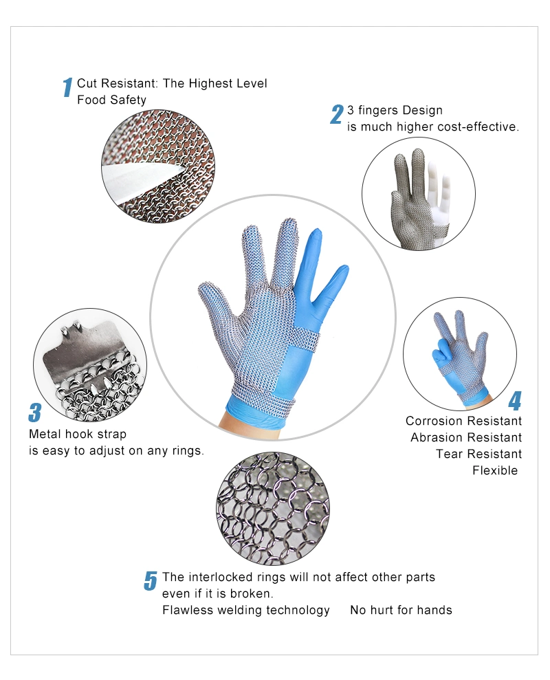 Butcher Stainless Steel Razor Wire Mesh Chain Mail Enforced Cut Resistant Gloves Cut Proof Working