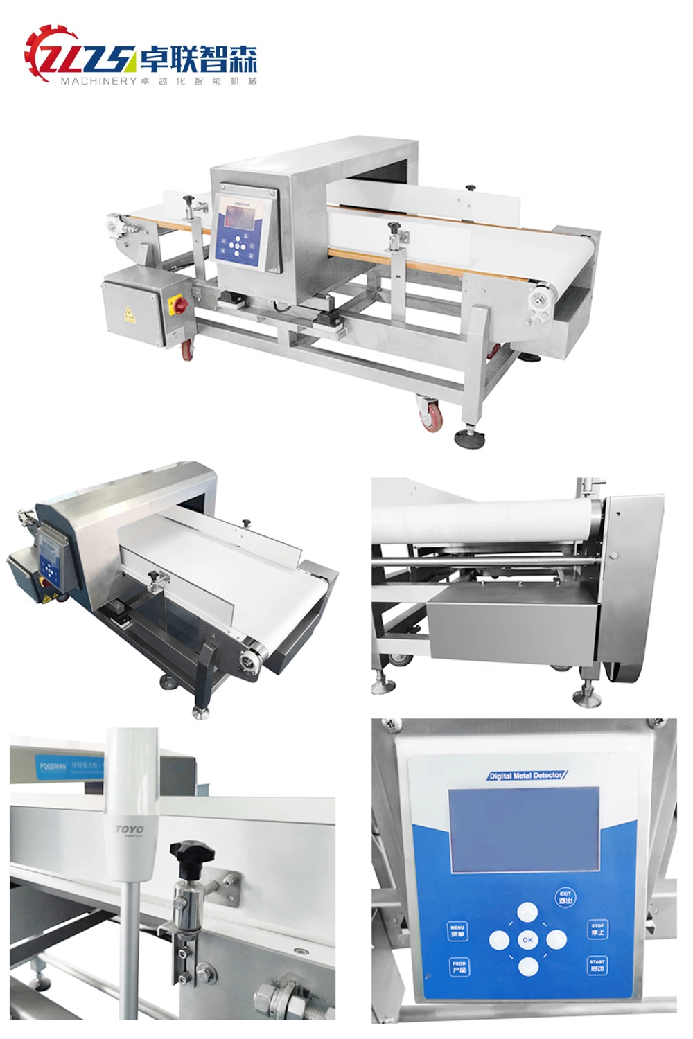 Food Factory Production Line Digital Fast Quick Conveyor Metal Detector for Food Security