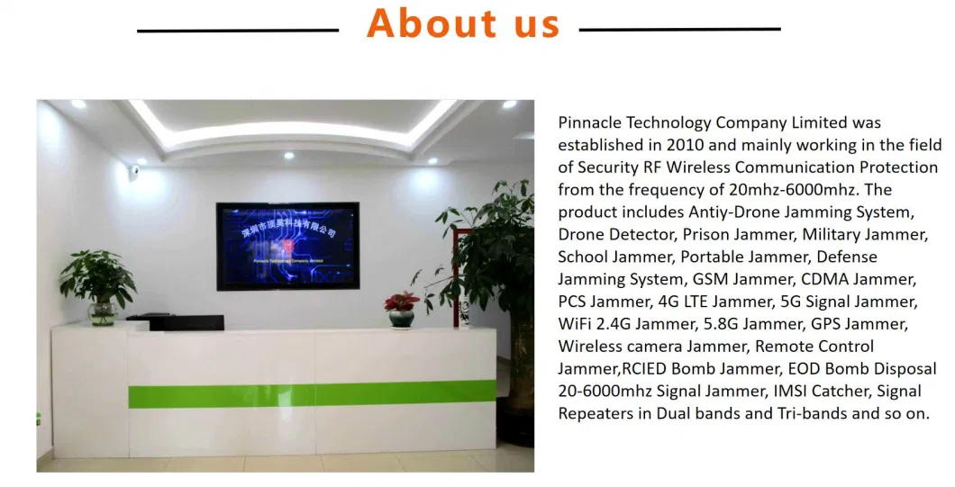 Vehicle Portable Cell Phone GPS Bomb Rcied WiFi Remote Control Counter Drone Uav Counter-Uas VHF UHF RF Signal Jammer