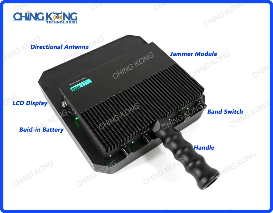 1000m 4-Band 40W Portable 800 900MHz 2.4G 5.8g GPS Jamming Device