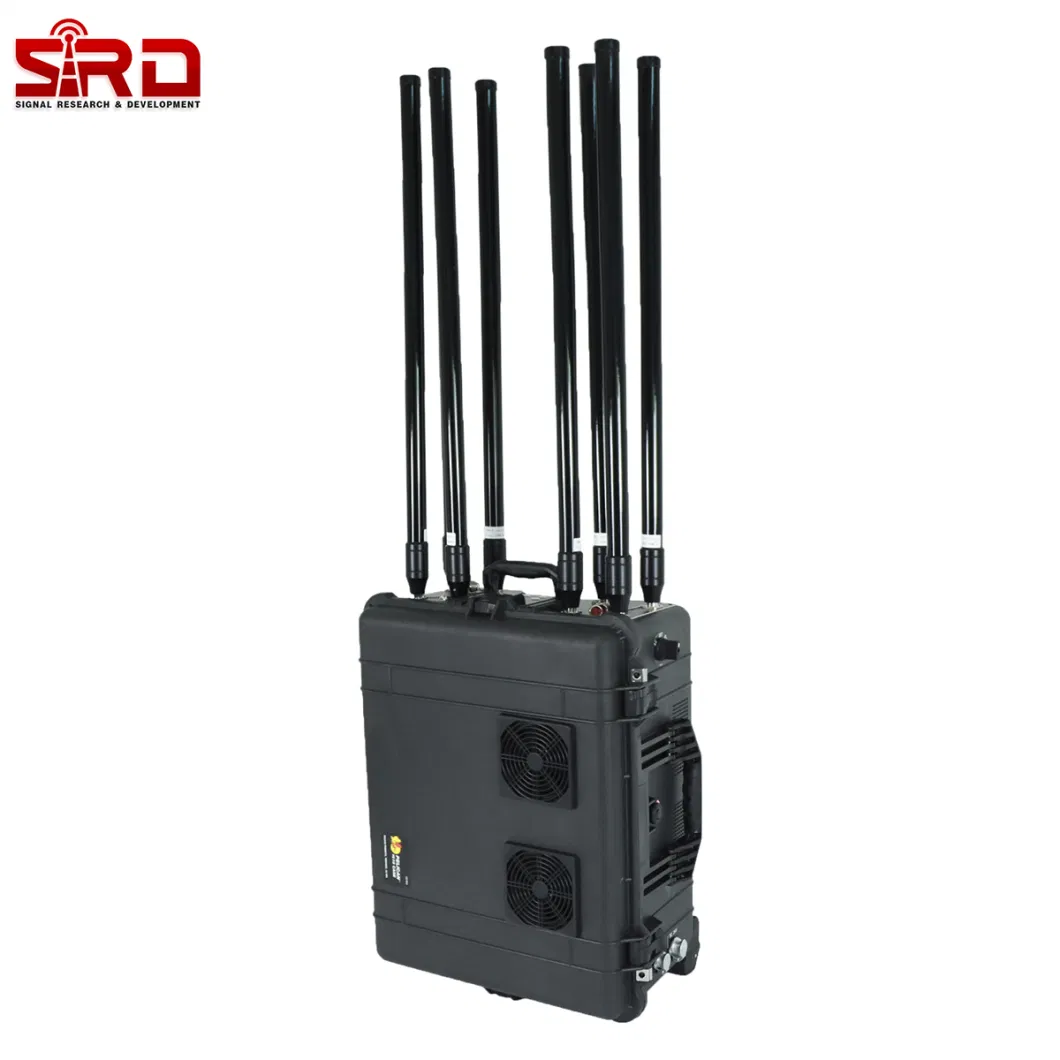 Anti Uav Jamming System Wide Coverage 1-2km 8bands GPS WiFi Remote Control Uav Drone Jammer