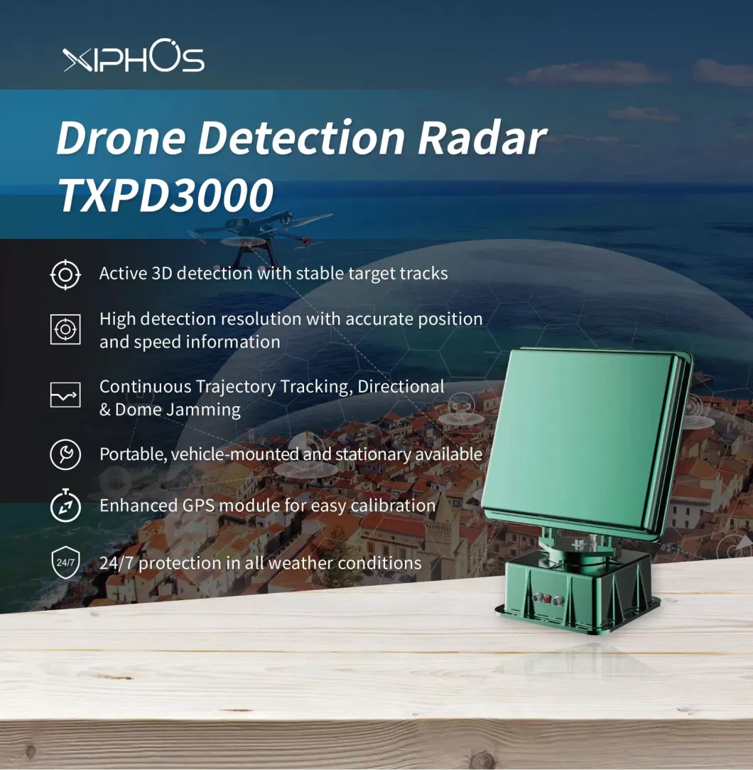 3km Mini Uav Active Drone Detection Radar for Uav/Cuas Tracking